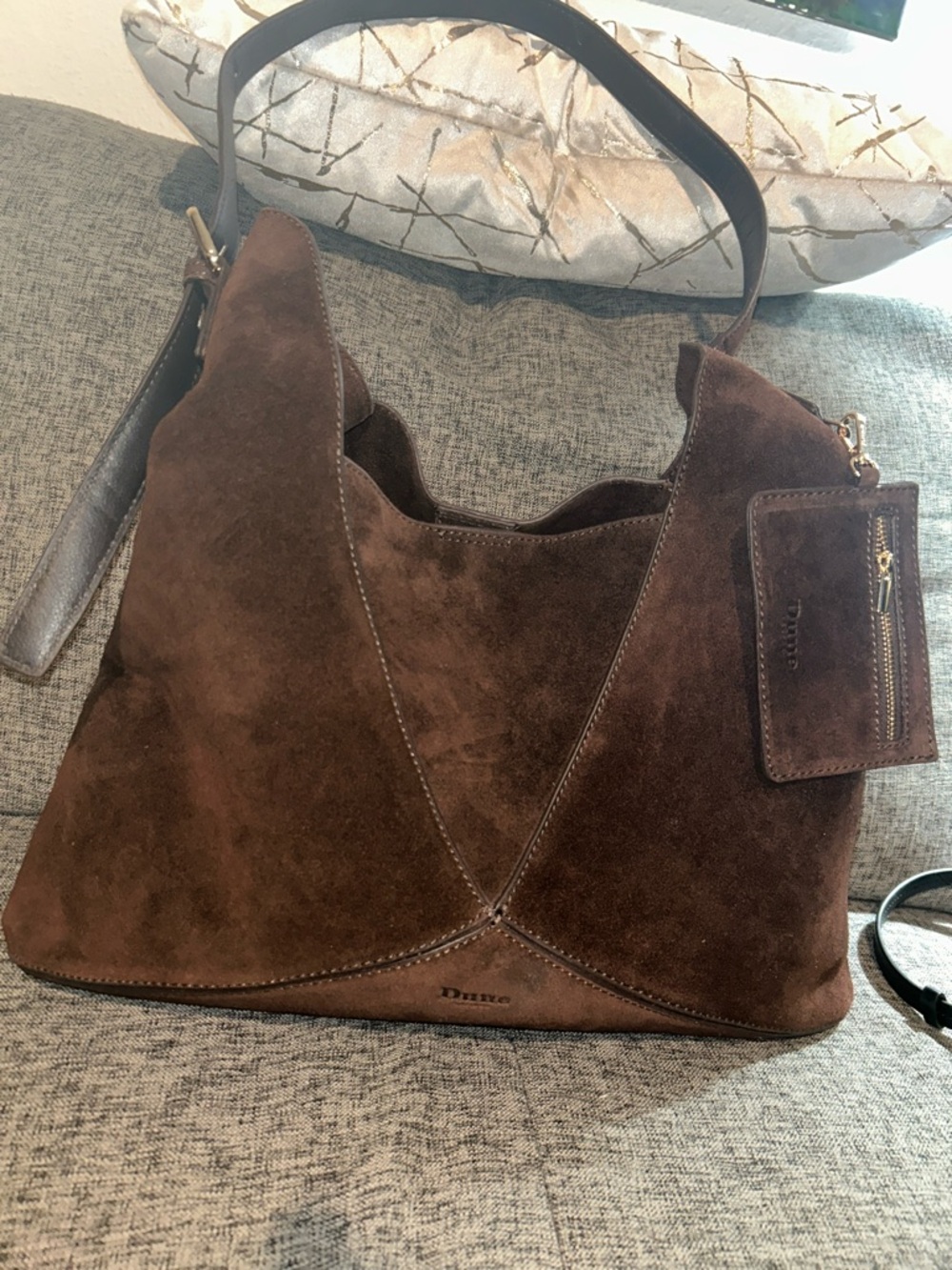 Dune London Dearest Suede Oversized Slouchy Hobo Shoulder Bag - Picture 3 of 17